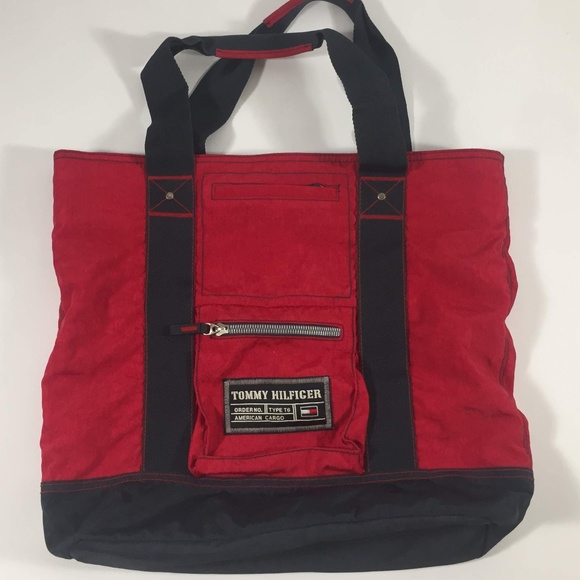 tommy hilfiger red tote bag
